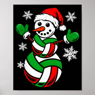 Volleyball Santa Hat Snowman Xmas Funny Volleyball Poster