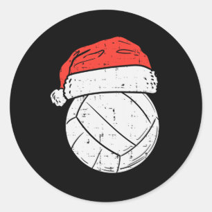 Volleyball Santa Hat Sports Christmas Xmas Classic Round Sticker