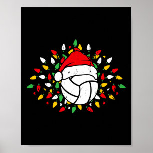 Volleyball Santa Hat Xmas Sports Lovers Present Poster