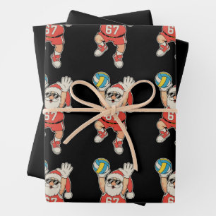 Volleyball Santa Meme Christmas Sport Xmas Holiday Wrapping Paper Sheet