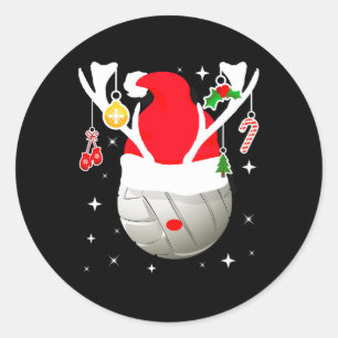 Volleyball Santa Reindeer Christmas Pajama Xmas Pj Classic Round Sticker