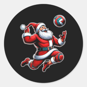 Volleyball Santa Xmas Tree Funny Christmas Player Classic Round Sticker