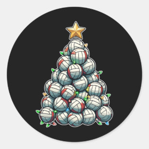 Volleyball Santa Xmas Tree Funny Christmas Player Classic Round Sticker