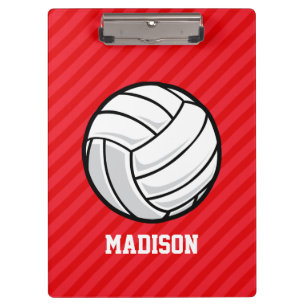 Volleyball; Scarlet Red Stripes Clipboard