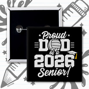 Volleyball Senior Class 2026 Graduation Proud Dad 15 Cm Square Badge