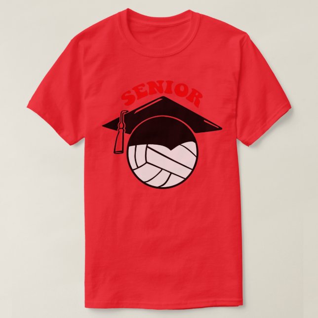 Volleyball Senior Night Graduation Cap  T-Shirt (Design Front)