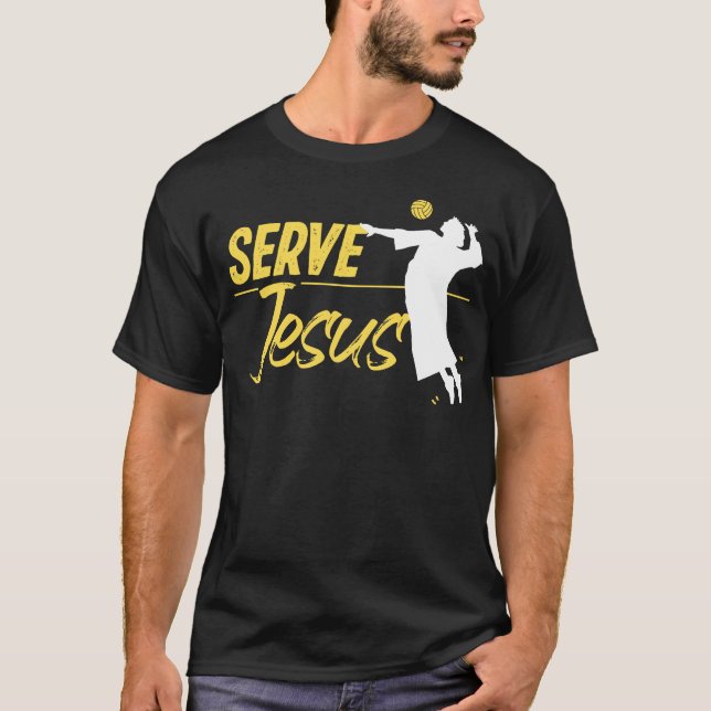 Volleyball Serve Jesus Jesus Christian T-Shirt (Front)