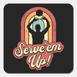 Volleyball Serve'em up Beach Volleyball Player Square Sticker