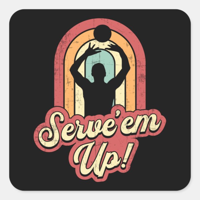 Volleyball Serve'em up Beach Volleyball Player Square Sticker (Front)