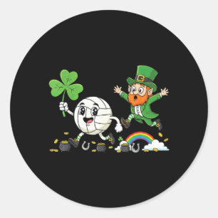 Volleyball Shamrock Clover St Patricks Day Womens Classic Round Sticker
