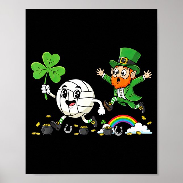 Volleyball shamrock clover st patricks day womens poster (Front)