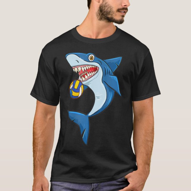 Volleyball Sharks Love Animal lovers Funny T-Shirt (Front)