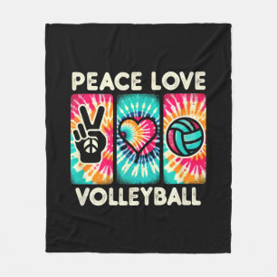 Volleyball Shirt For Teens Women Girls Peace Love  Fleece Blanket