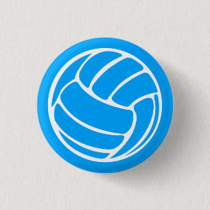 Volleyball Silhouette Button Blue