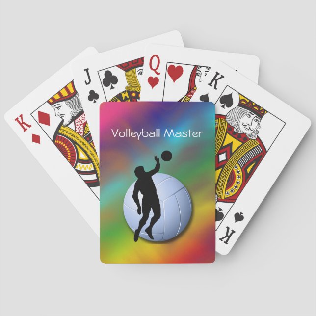 Volleyball Silhouette Male Player and Ball Playing Cards (Back)