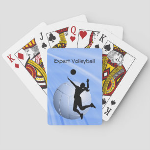 Volleyball Silhouetted Player and Ball personalise Playing Cards