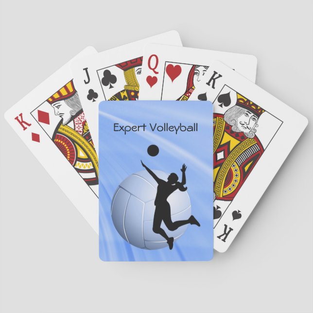 Volleyball Silhouetted Player and Ball personalise Playing Cards (Back)