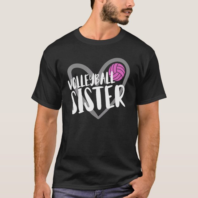 Volleyball Sister Heart T-Shirt (Front)