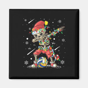 Volleyball Skeleton Christmas Santa Hat Volleyball Magnet