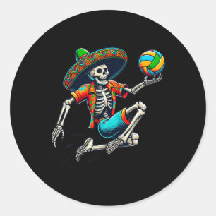 Volleyball Skeleton Mexican Sombrero Cinco De Mayo Classic Round Sticker