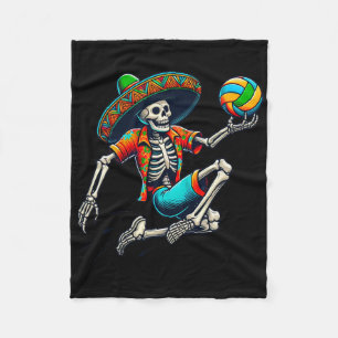Volleyball Skeleton Mexican Sombrero Cinco De Mayo Fleece Blanket
