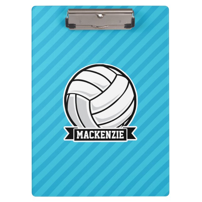 Volleyball; Sky Blue Stripes Clipboard (Front)