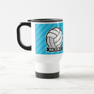 Volleyball; Sky Blue Stripes Travel Mug