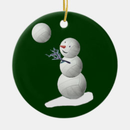 Volleyball Snowman Ceramic Tree Decoration