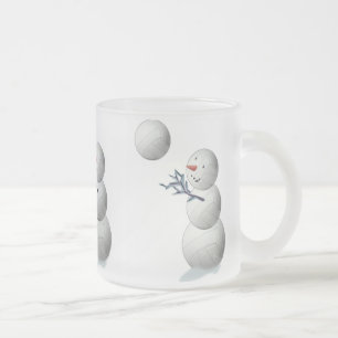 Volleyball Snowman Christmas Frosted Glass Coffee Mug