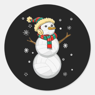 Volleyball Snowman Christmas Gift Tee Xmas Snowmie Classic Round Sticker