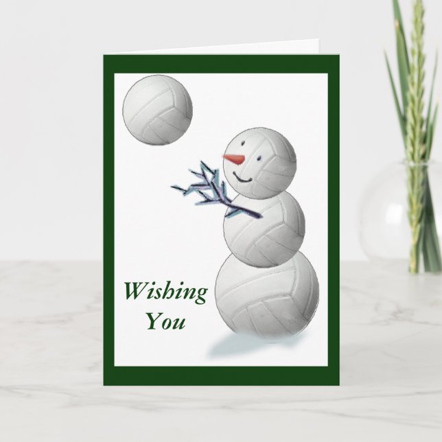 Volleyball Snowman Christmas Holiday Card (Front)