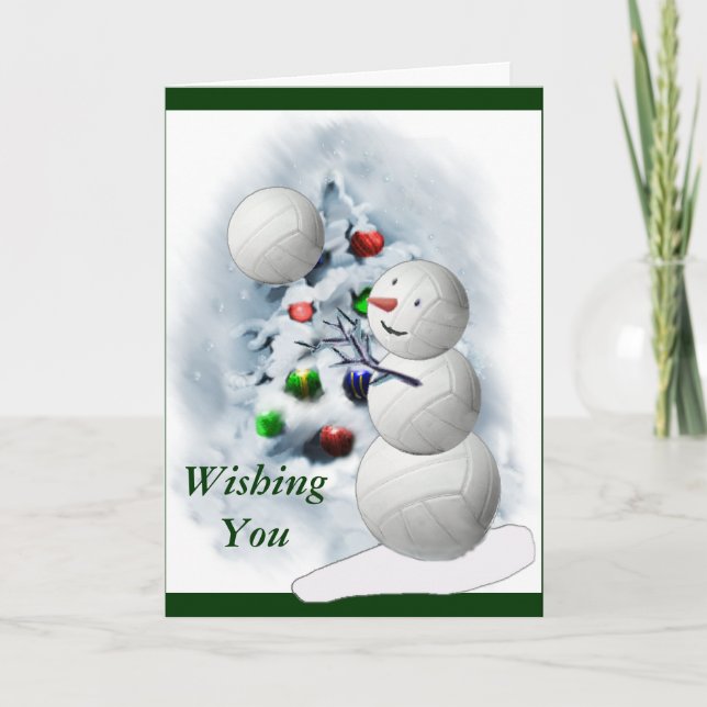 Volleyball Snowman Christmas Holiday Card (Front)