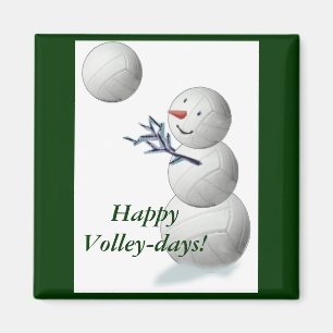 Volleyball Snowman Christmas Magnet