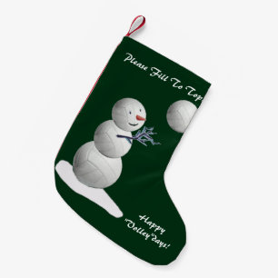 Volleyball Snowman Christmas Small Christmas Stocking