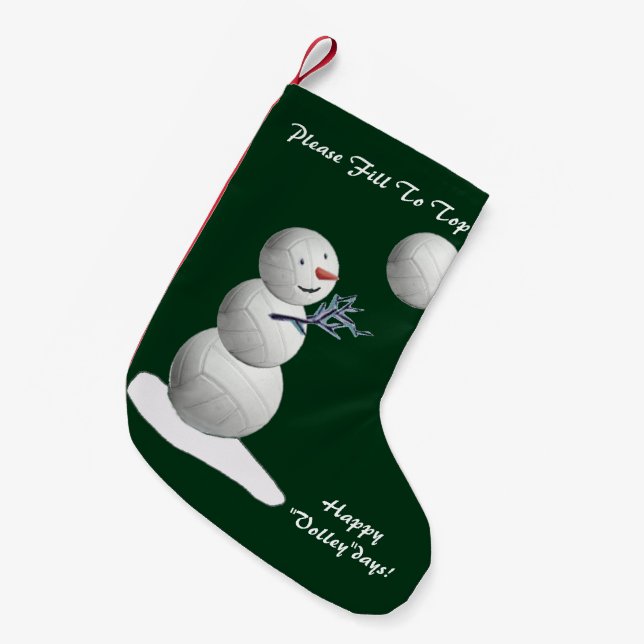 Volleyball Snowman Christmas Small Christmas Stocking (Front (Hanging))