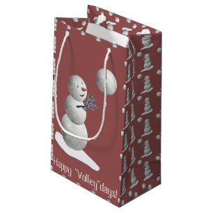 Volleyball Snowman Christmas Small Gift Bag