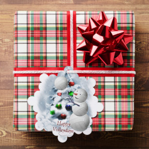 Volleyball Snowman Christmas Tree Decoration Card