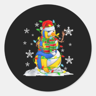 Volleyball Snowman Christmas Tree Lights Xma  Classic Round Sticker