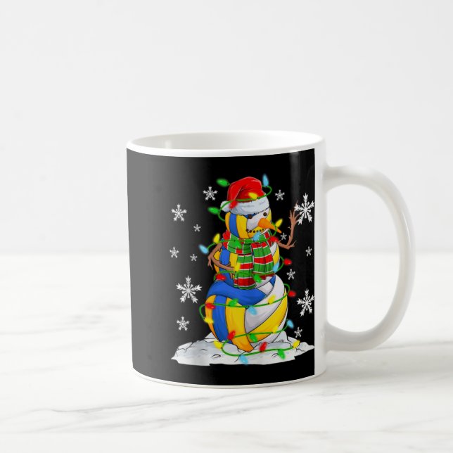 Volleyball Snowman Christmas Tree Lights Xma  Coffee Mug (Right)