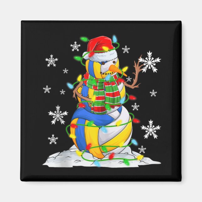 Volleyball Snowman Christmas Tree Lights Xma  Magnet (Front)