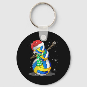 Volleyball Snowman Dabbing Funny Christmas Gift Pa Key Ring