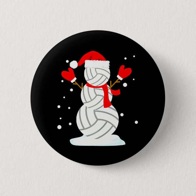 Volleyball Snowman Funny Christmas s 6 Cm Round Badge (Front)