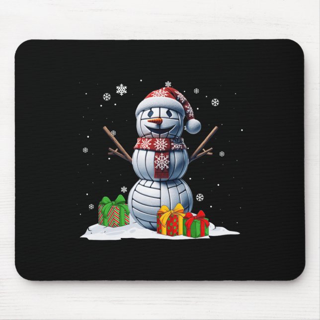 Volleyball Snowman Men Boy Christmas Volleyball Pl Mouse Mat (Front)