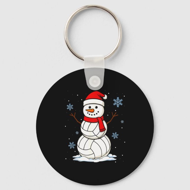 Volleyball Snowman Merry Christmas Funny Srts Xmas Key Ring (Front)