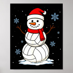 Volleyball Snowman Merry Christmas Funny Srts Xmas Poster