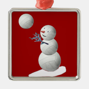 Volleyball Snowman Metal Tree Decoration
