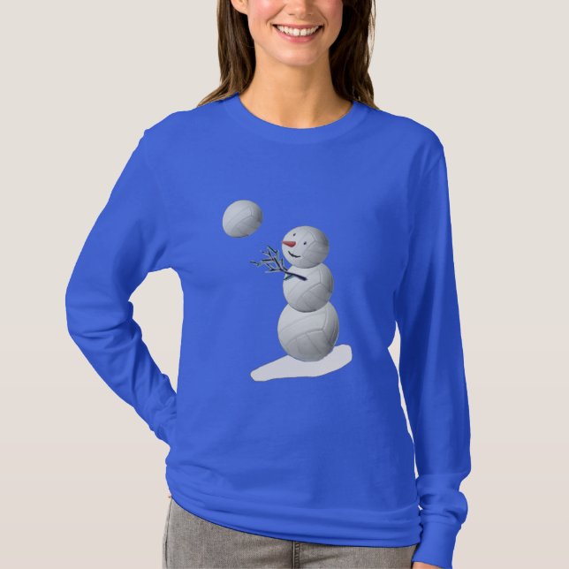Volleyball Snowman T-Shirt (Front)