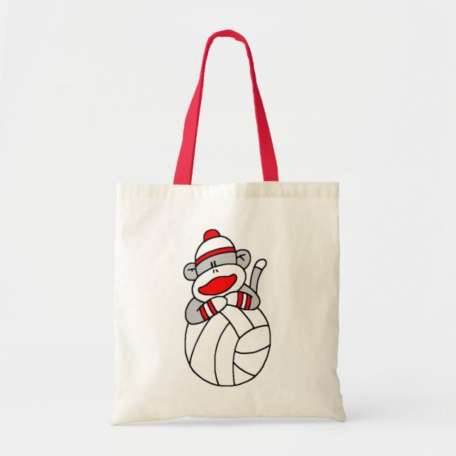 Volleyball Sock Monkey Tote Bag (Front)
