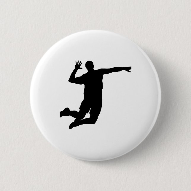 Volleyball Spike Silhouette 6 Cm Round Badge (Front)