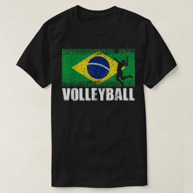 Volleyball Sport, Brazil Flag, Brazilian Volleybal T-Shirt (Design Front)
